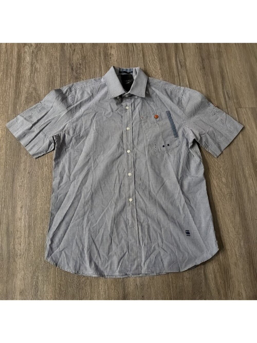 G Star Raw Correctline Shirt Mens XL Blue Gingham Check Button Front Casual